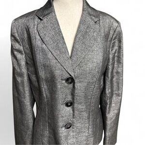 Le Suit Metallic Gray Blazer